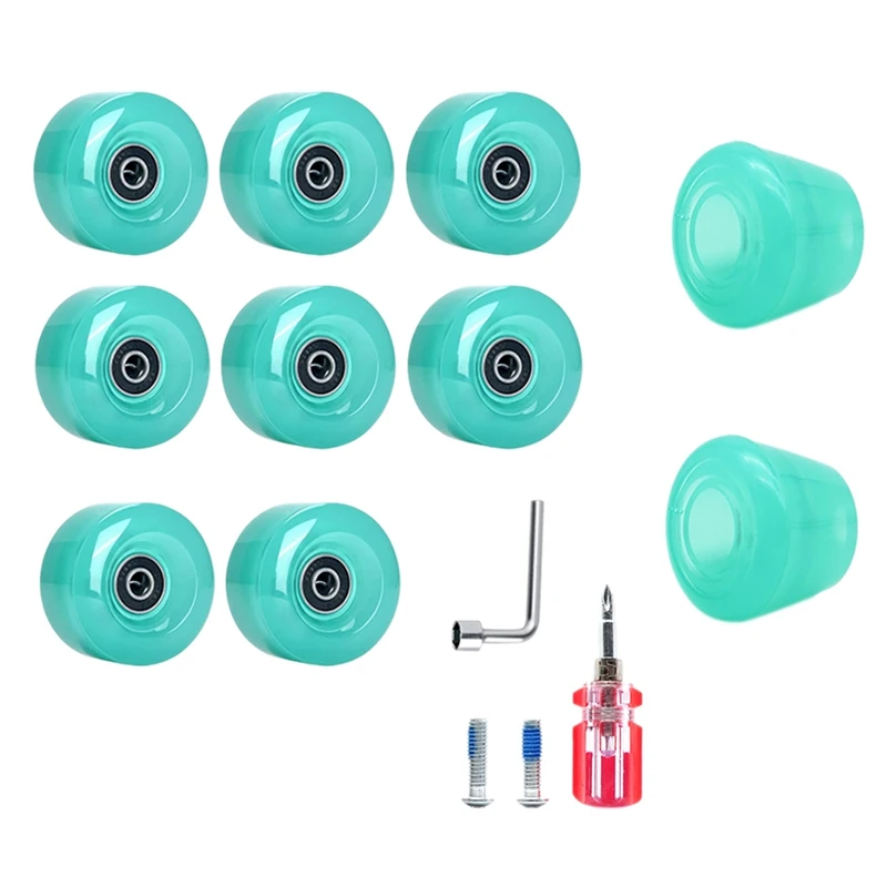 

Roller Skate Wheels with Bearings and Toe Stoppers Roller Skate Brake Block Durable 82A Skateboard Wheels Parts
