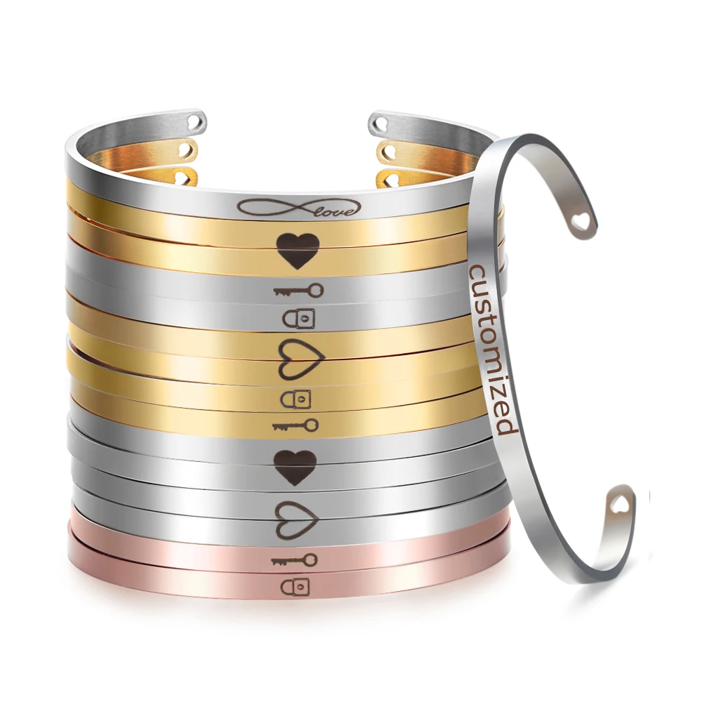 Персонализированные браслеты с гравировкой браслет на запястье для Для женщин
