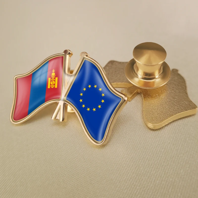Европейский союз и Монголия перекрестные двойные искусственные броши | Броши