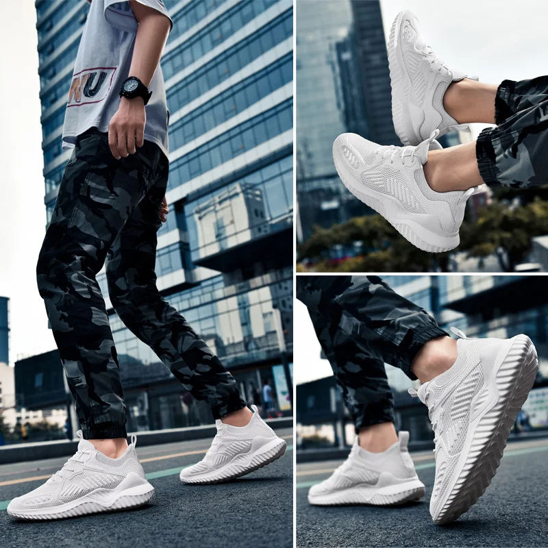 Кроссовки мужские дышащие в полоску на толстой подошве Размеры 35-48 |