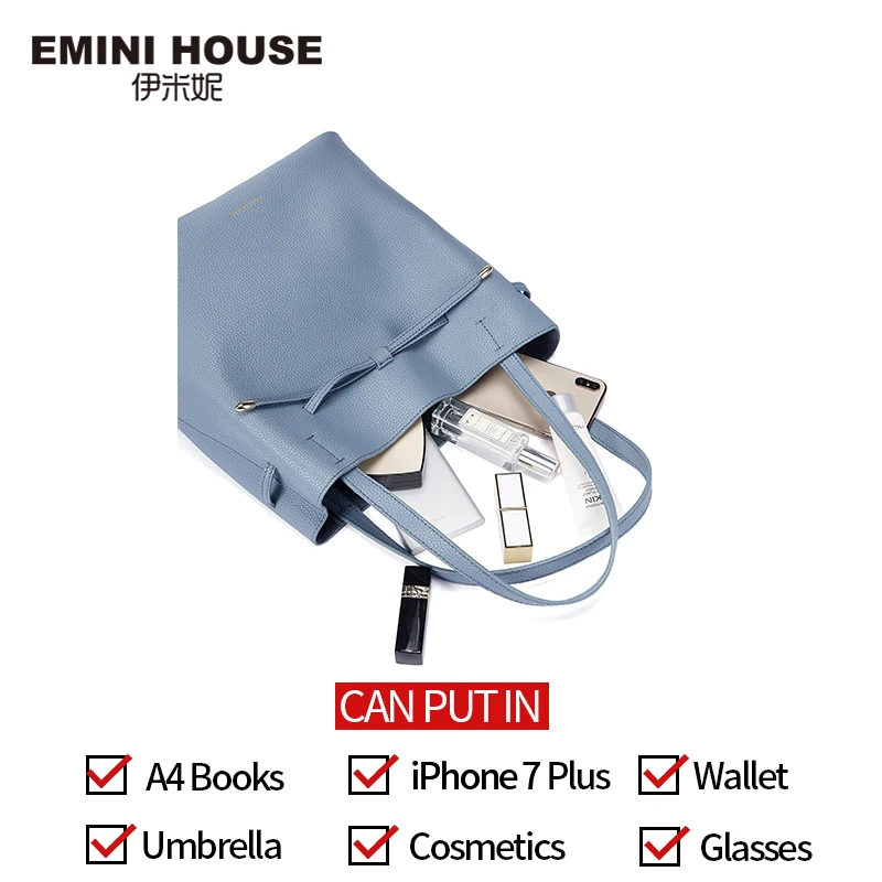 EMINI HOUSE мягкие из кожаного спилка вместительная сумка со шнуром роскошные сумки