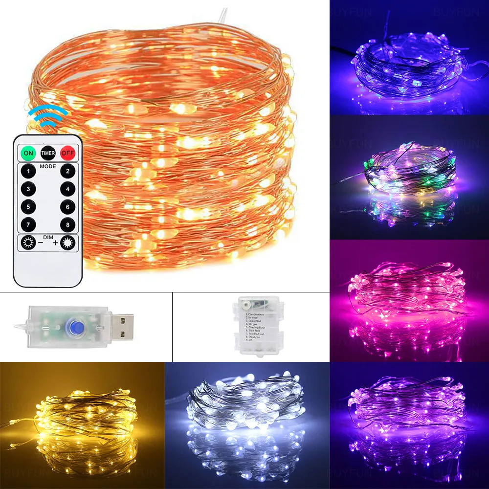 

LED String Light Remote Control Lights for Party Garland Christmas House Courtyard Colorful Decoration Dimmable Lighting Strip
