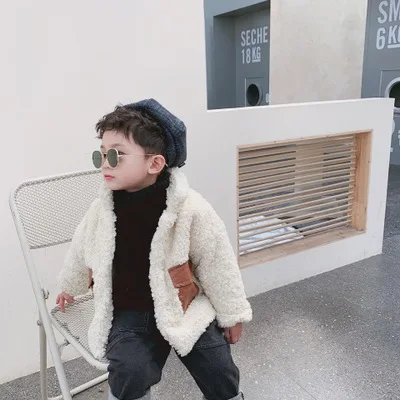 

Пальто детское осенне-зимнее на флисе, с овечьей шерстью, детские куртки для мальчиков