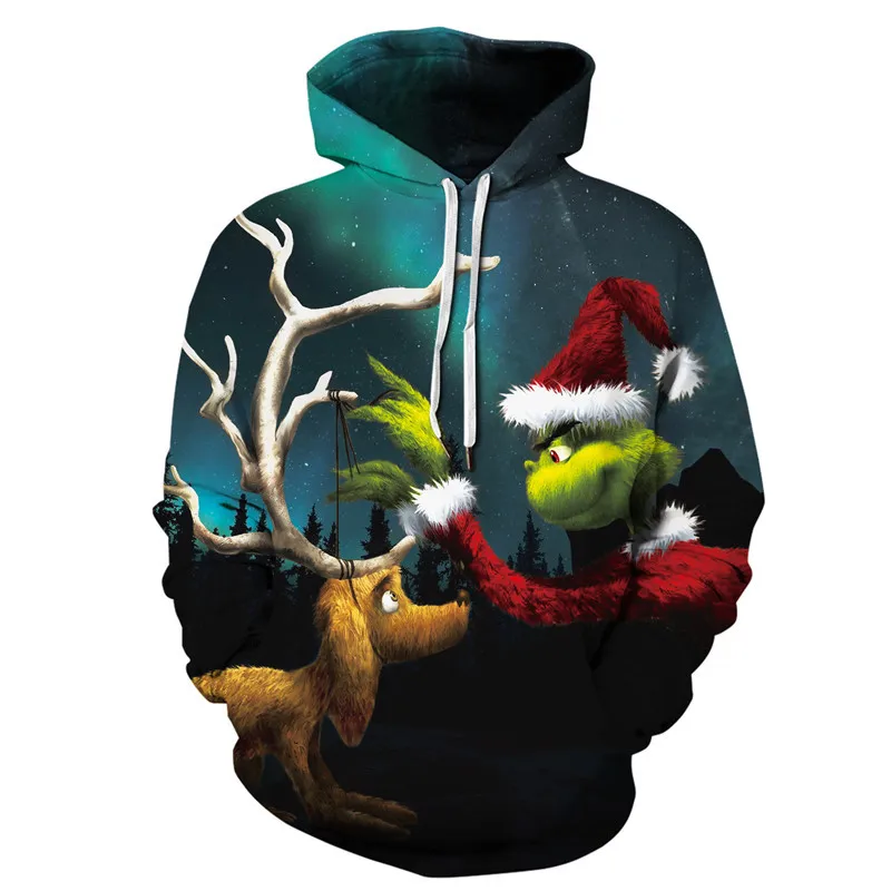 Новый Grinch 3D печатных толстовки мужские комбинезоны унисекс модные пуловеры