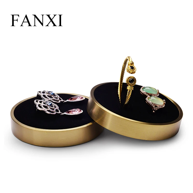 

FANXI Fashion Earring Display Metal Ring Display stand Ring Bracelet Exhibit Round Organizer shelf for Jewelry