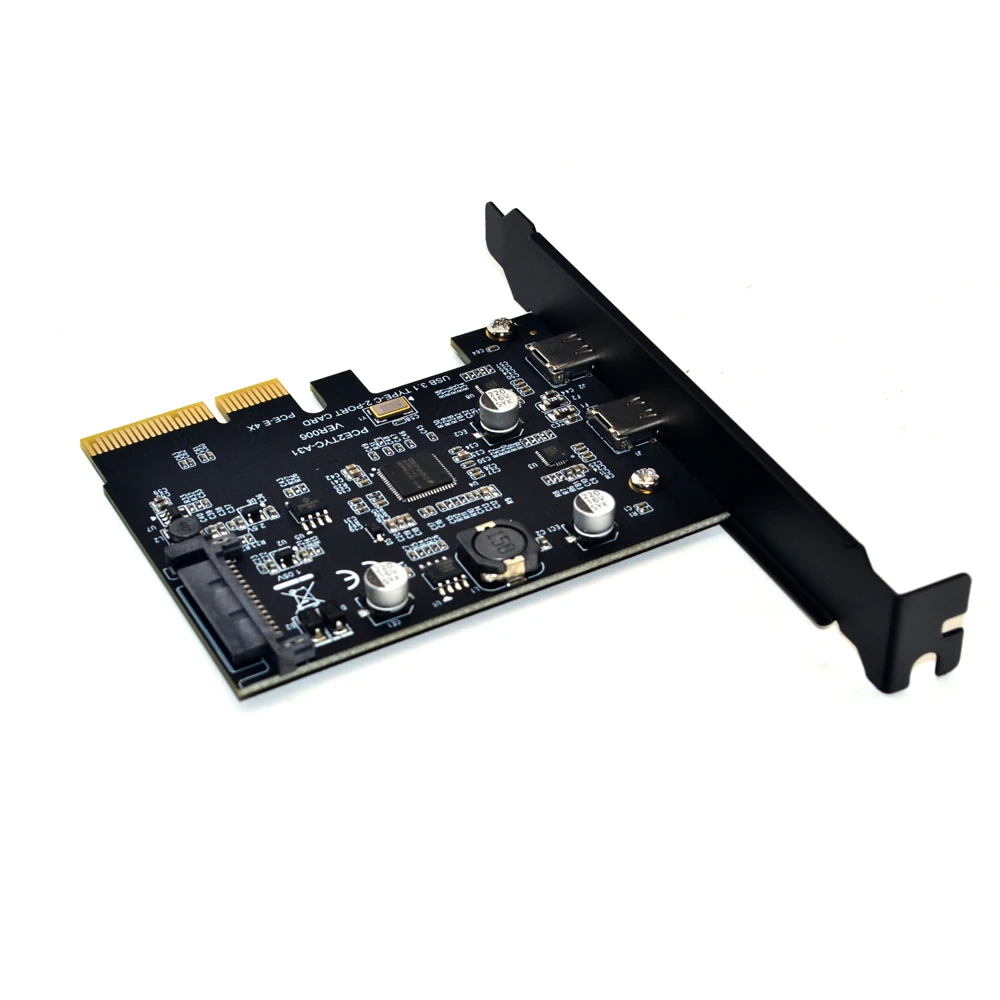Плата PCIE Raiser USB 3 1 два реверсивных порта Gen 2 Type-C PCI Express X4 SATA 15 контактный разъем 10