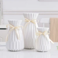 white ceramic vase with bow tie mini flower vase for wedding decoration simple modern flower vase living room table accessories