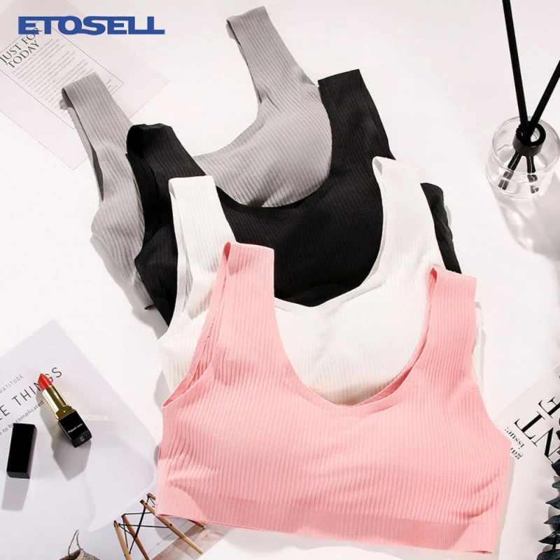 Ткань в рубчик бюстгальтеры для фитнеса укороченный топ бюстгальтер женщин