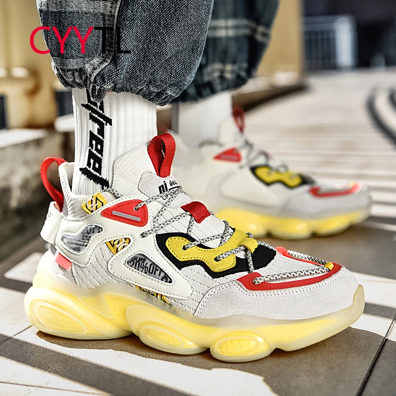

CYYTL Men Fashion Outdoor Casual Sneakers Sport Breathable Fitness Running Shoes Trend Lace up Boys Non Slip Thick Sole Tennis