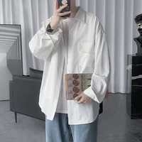 privathinker blouses turn down collar spring shirts mens casual oversize classic shirts korean streetwear tops