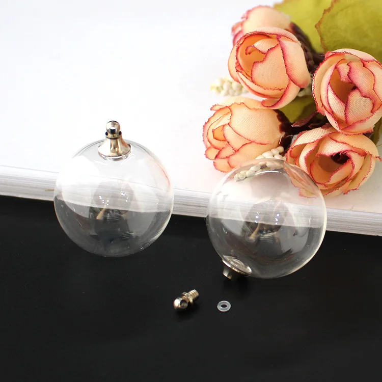 25MM Clear Ball 5 шт Пустой полый стеклянный шар с металлической винтовой крышкой и резиновым уплотнением стеклянный флакон-кулон, ювелирные изделия, поиск - Окраска металла: 25MM Clear Ball