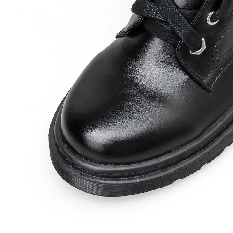 Женские ботильоны на шнуровке YMECHIC черные армейские ботинки низком каблуке с