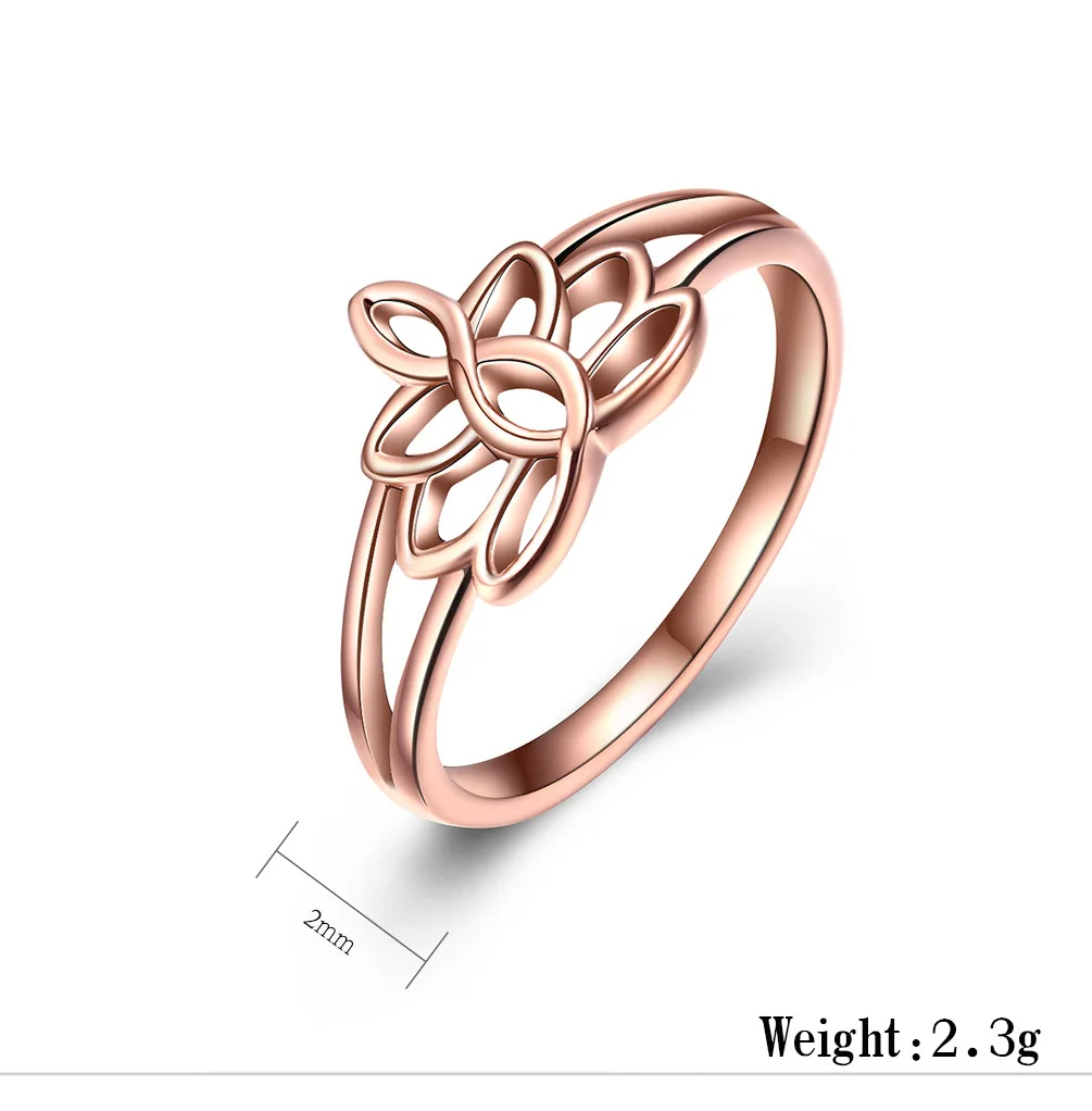 Кольцо женское из нержавеющей стали под розовое золото с лотосом в стиле хип