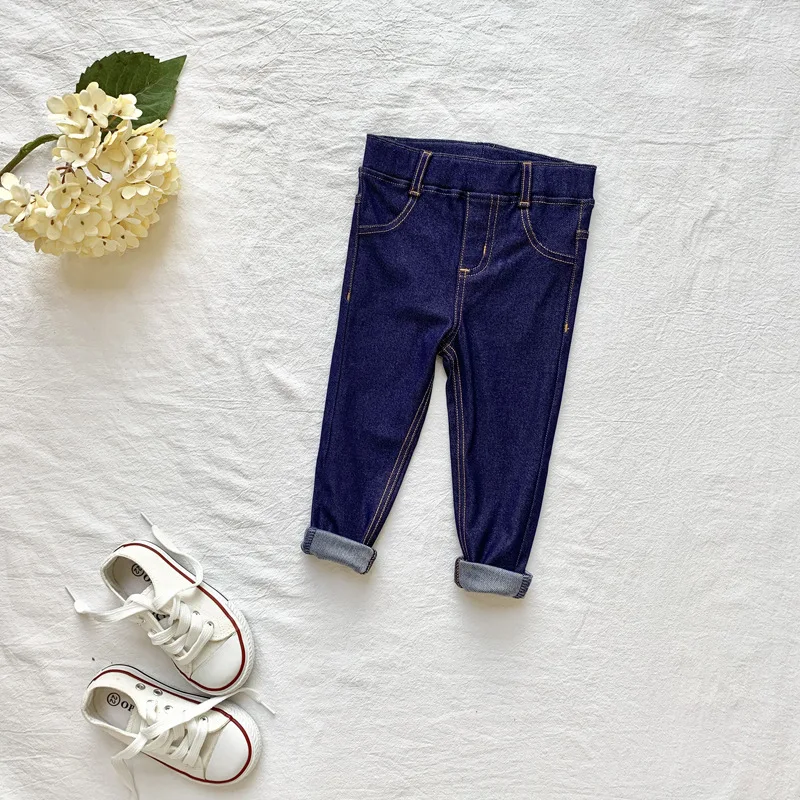 Детские джинсы для маленьких девочек; брюки; мягкие леггинсы для маленьких девочек; джинсовые трикотажные брюки; детская одежда; модные длинные штаны