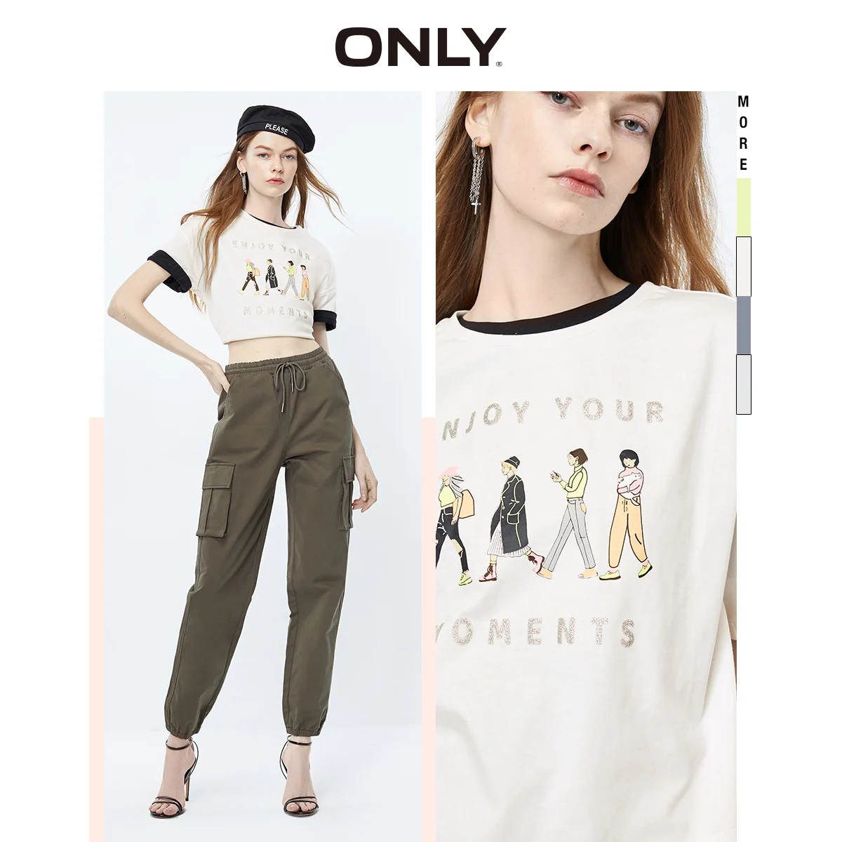 Свободная футболка с короткими рукавами из 100% хлопка | 120101627 Женская одежда