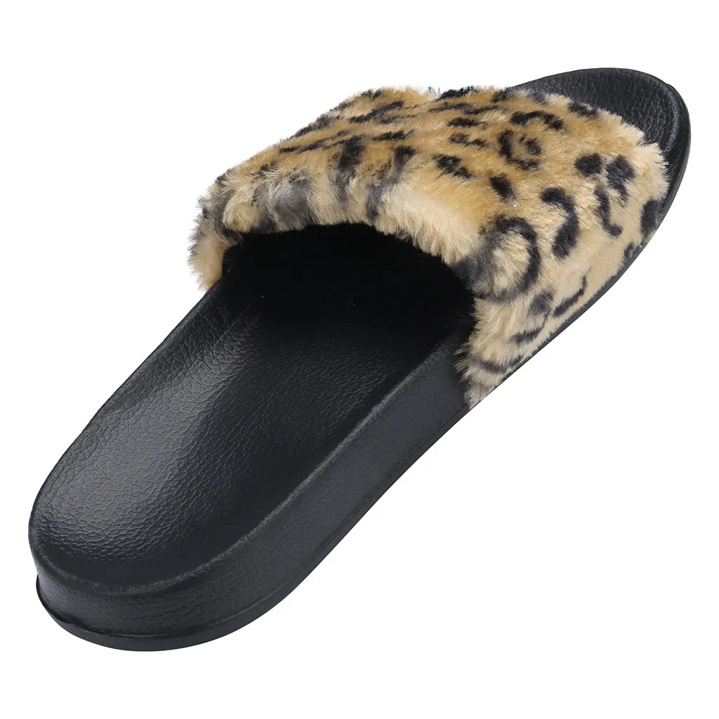 Женские слайдеры 2020 леопардовые пушистые сандалии из искусственного меха на