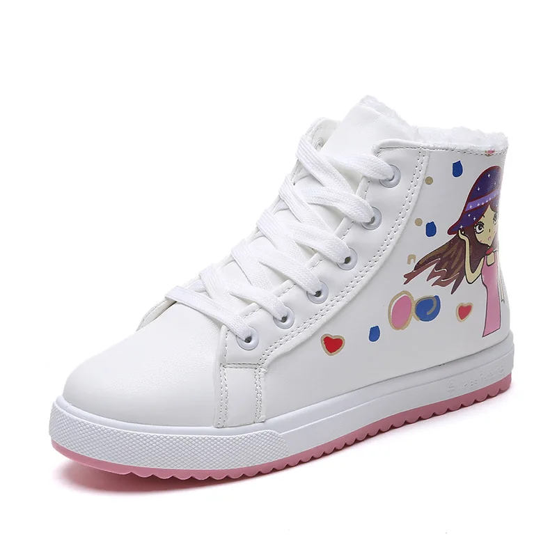 

2019 new cotton shoes women's winter warm plus velvet shoes Korean casual boots wild waterproof student leather panel shoes