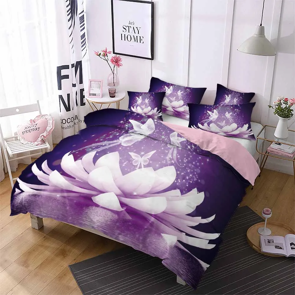

Luxury Bedding Set Printed Duvet Cover with Pillowcases Quilt Cover Bedding Home Textiles Butterfly Flower 3D Twin Queen King 3d
