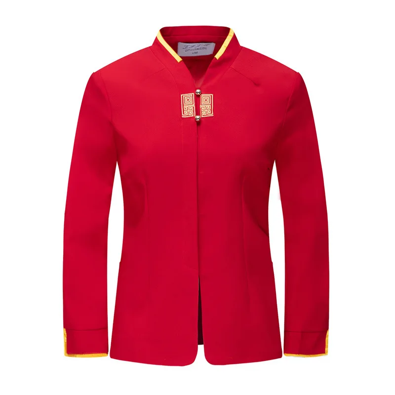 

Spot Supply Hotel Work Long Sleeve Uniform Chess Club Tea House Clothing Customization