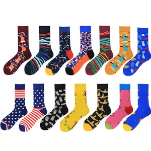 Носки мужские Peonfly в стиле хип-хоп, хлопковые счастливые Смешные Мультяшные полосатые, со звездами, подарок на свадьбу и Рождество, 2019