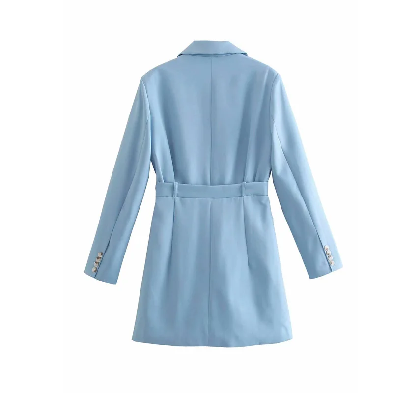 

Spring and Autumn Women's Casual Solid Color Pocket Slim Fit Suit Dress