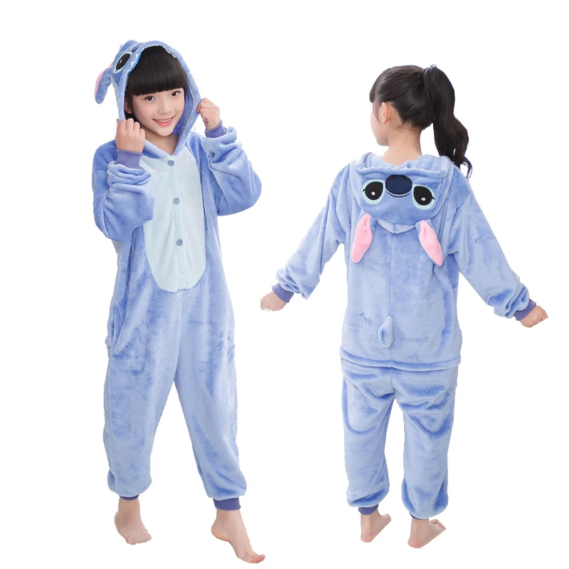 Blue stitch Детские пижамы с единорогом кугуруми; комбинезон для малышей с героями мультфильмов; комбинезон-лиса; Пижама с пандой для костюмированной вечеринки для девочек и мальчиков - Цвет: Blue stitch
