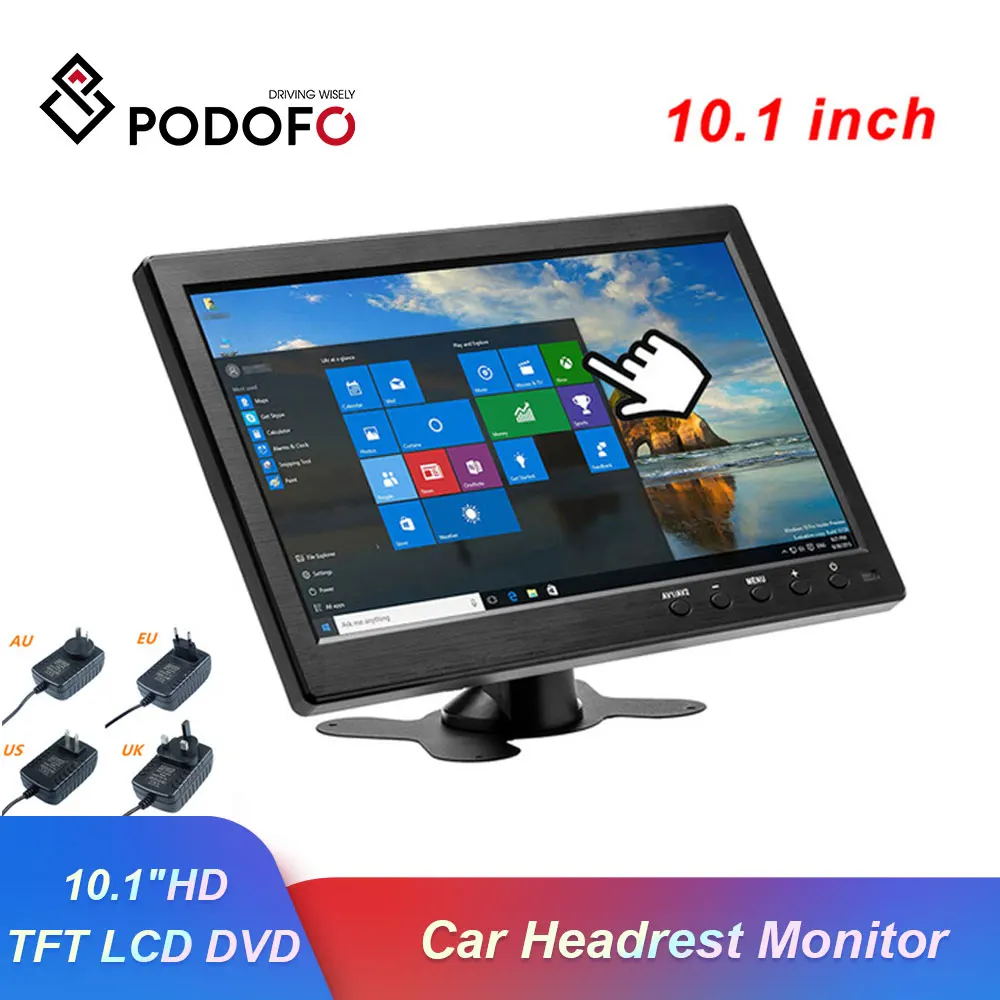 Podofo 10," HD Автомобильный подголовник монитор TFT lcd HD цифровой экран HDMI/VGA/AV/USB/SD тонкое УФ покрытие ПК/ТВ/dvd-плеер для мониторинга