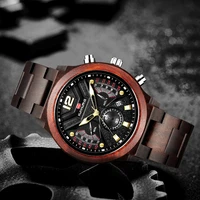 luxury wooden stylish multifunctio watch men wood timepieces chronograph quartz sport military watches in wood relogio masculino