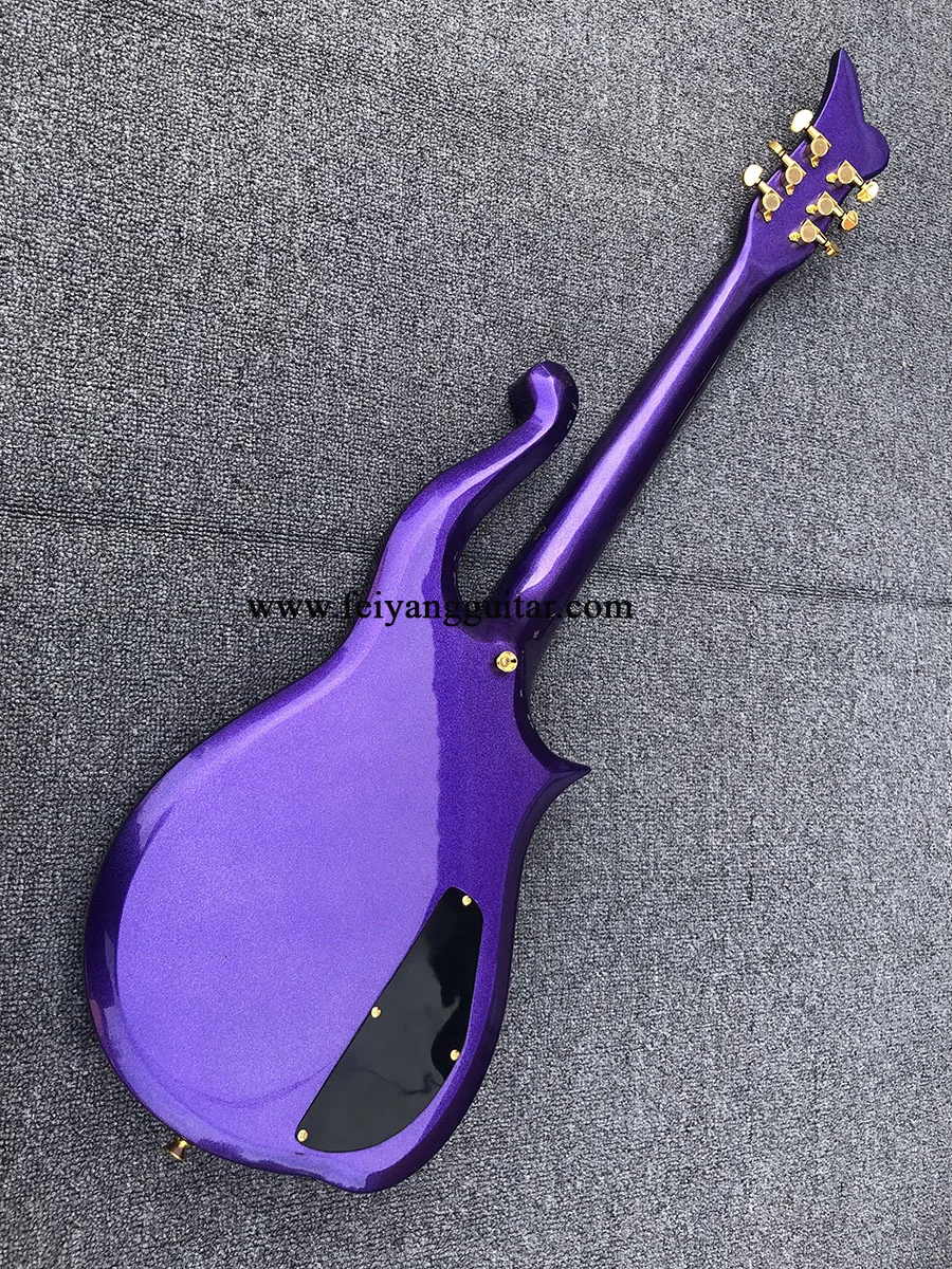 高品質6ストリング左利き王紫雲エレキギター 青 紫 ゴールドアクセサリー パッケージ貨物