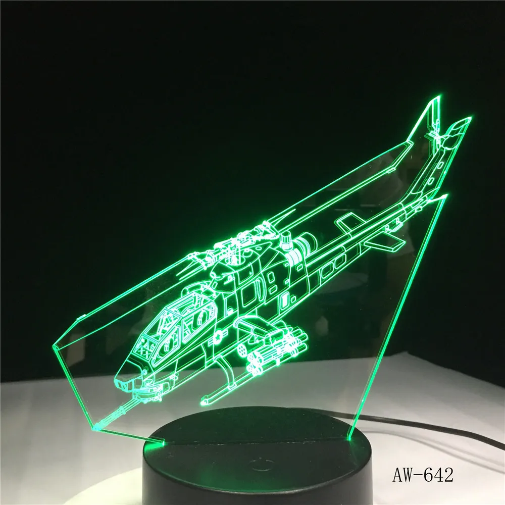 Детский ночник для сна вертолет 3D светодиодный настольный светильник в виде