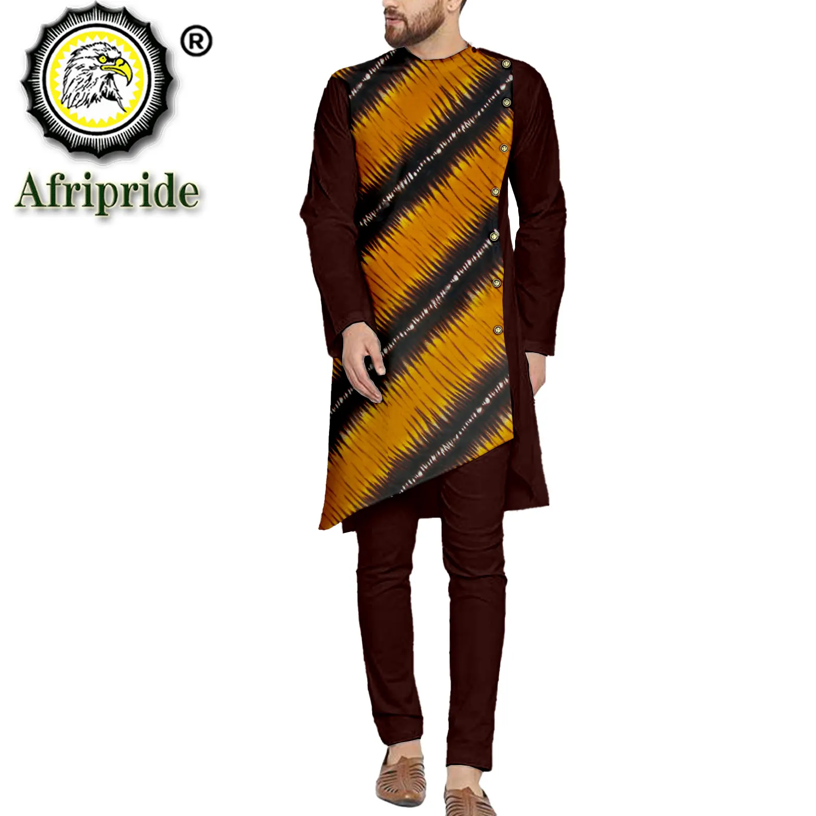 

Bazin Riche African Clothes for Men Dashiki Shirts and Pants 2 Piece Set Plus Size Clothing Print Attire Casual Outfits S2116016