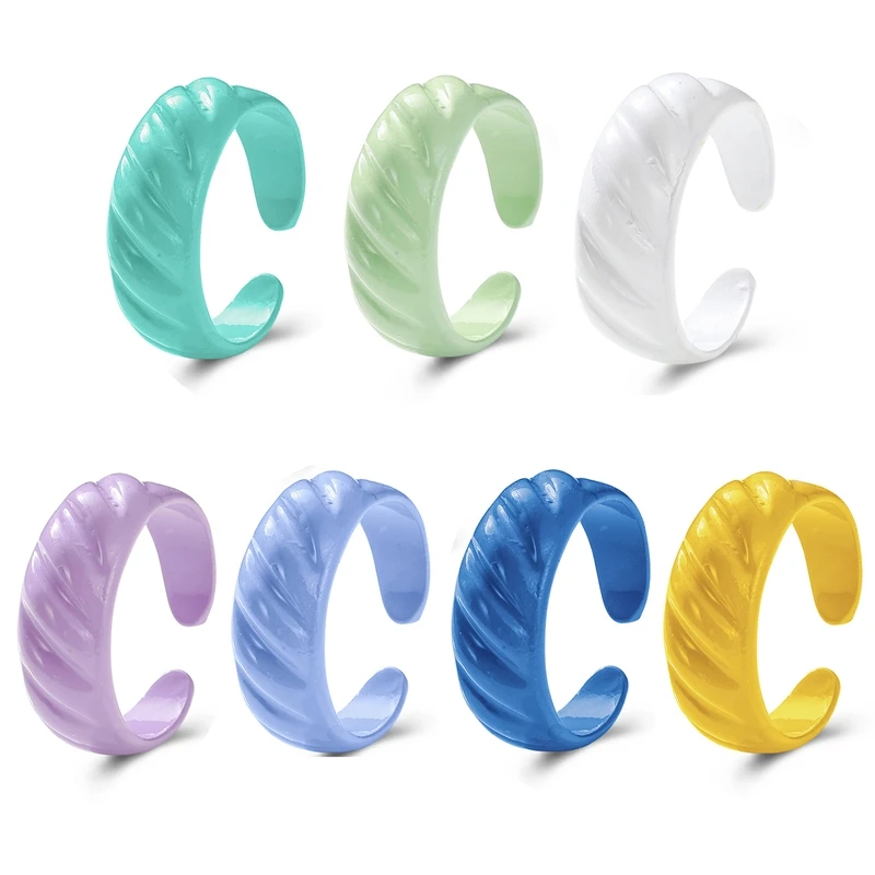 

7Pcs Fashion Multicolor Colorful Acrylic Resin Chunky Rings for Women Girls Geometric Knuckle Rings Female Jewelry