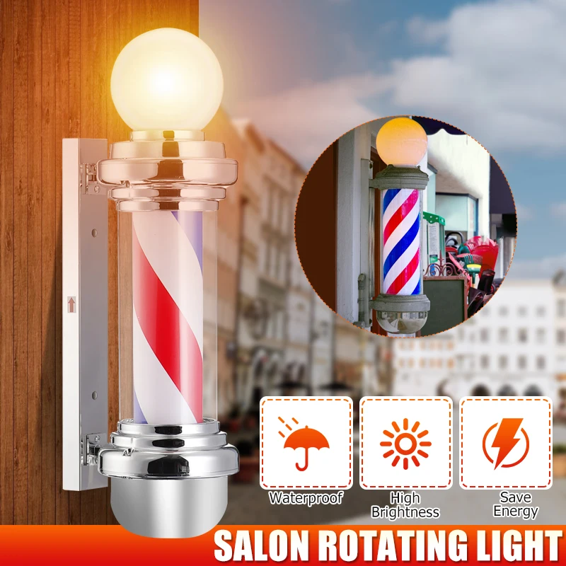 

75cm Barber Shop Pole Rotating Lighting Red White Blue Stripe Rotating Light Stripes Sign Hair Wall Hanging LED Downlights