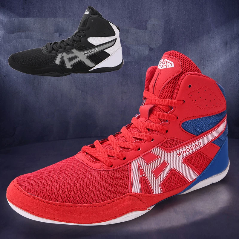 Новый Для мужчин s тренировочные туфли для Реслинга Черные дышащие боксерские