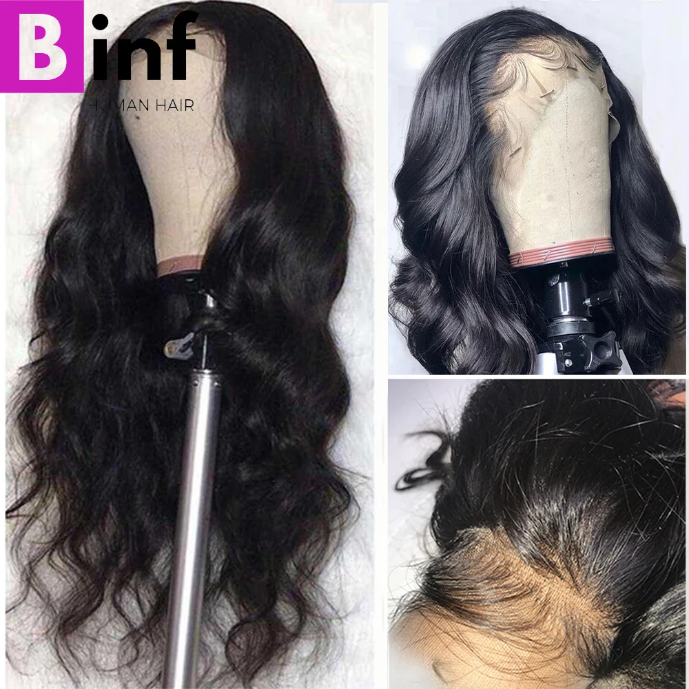 BINF бразильский кружевной парик натуральные волосы для волос с волнистыми