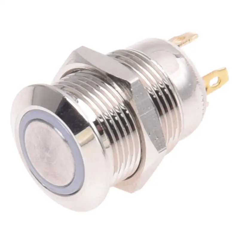 2A / 3V кнопочный переключатель 12 мм никелированный латунный раструб пуш ап