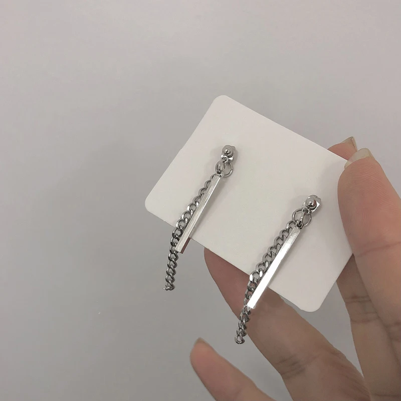 

Korean Cute Geometry Tassel Earrings Punk Chain Drop Earrings For Women Fashion Hip Hop Jewelry 2021 Brincos Pendientes