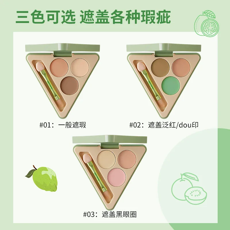 

Yuanqi Fruit Concealer Covers Spots, Black Circles, Acne Printing and Brightening Tri-color Concealer Plate Foundation Cream