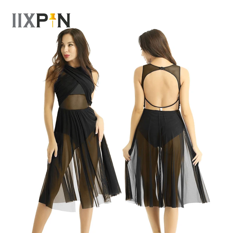 Женское лирическое Сетчатое платье купальник без рукавов обернутое спереди с