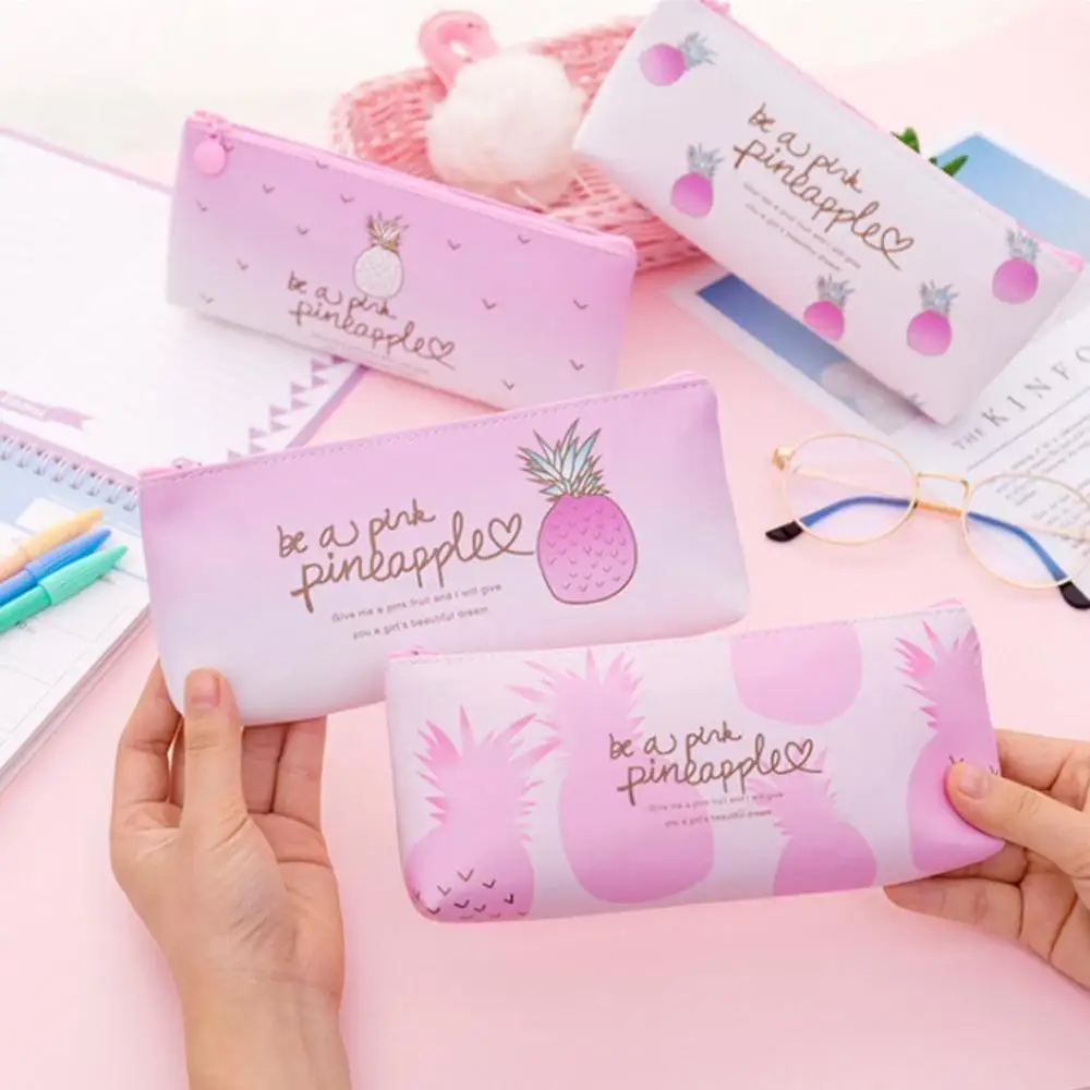 1 шт Kawaii Pu пенал Чехол ананас подарок Estuches школьная Пенал сумка карандаш школьные