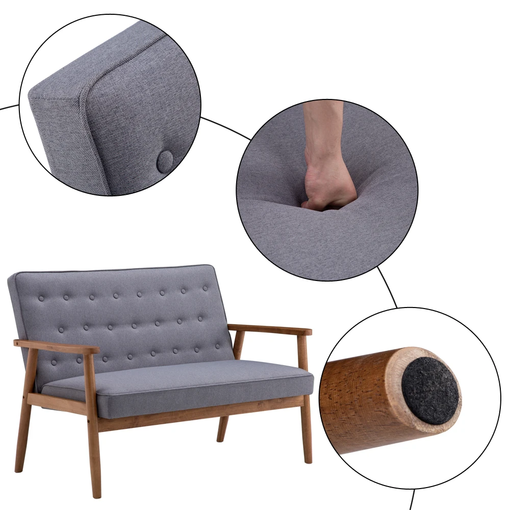 

75x69x84cm/126x75x83.5cm Retro Modern Wood Single/Double Sofa Chair Leisure Chair Terrace Cozy Lounge Chair Garden Recliner
