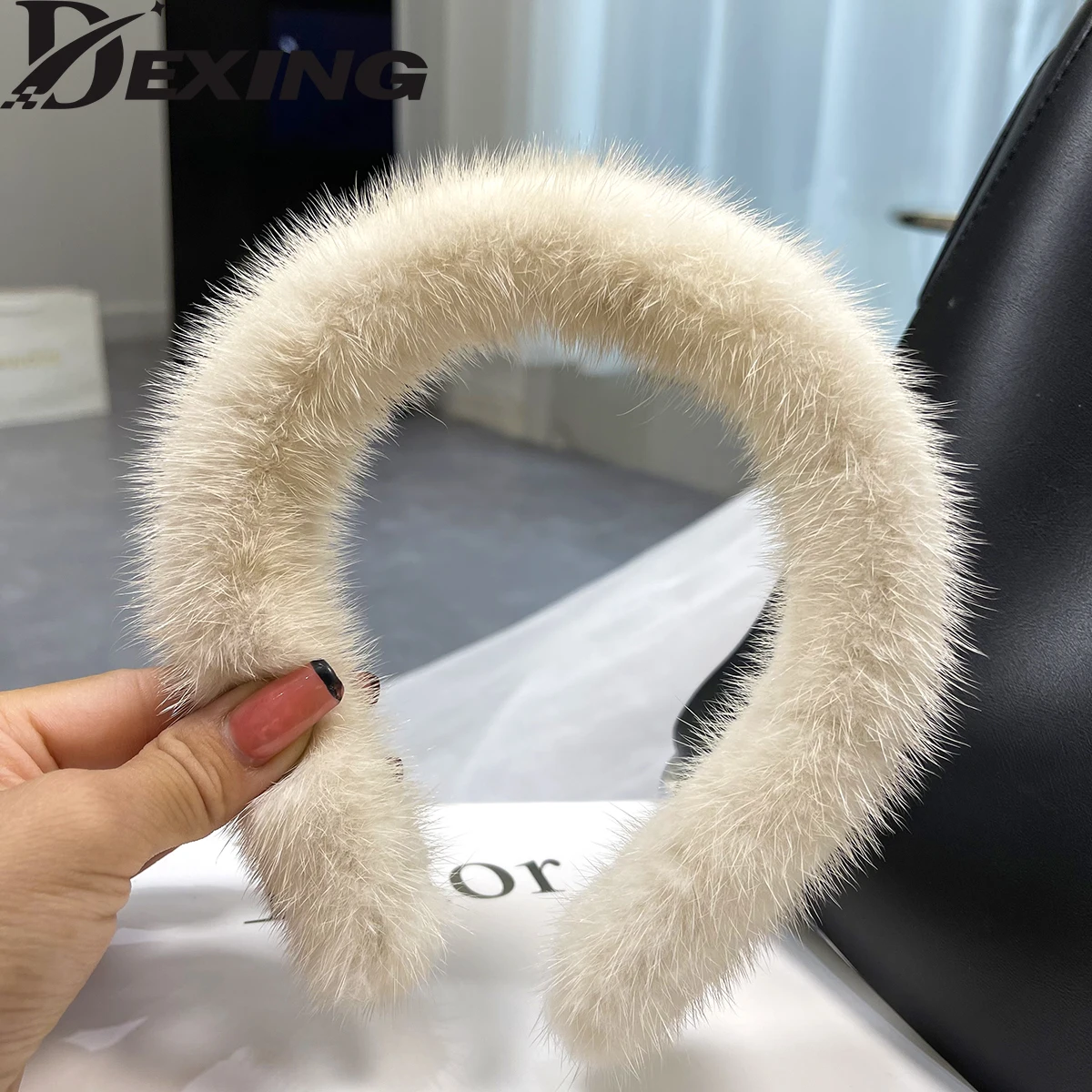 

Женская повязка на голову из натурального меха норки, с подкладкой