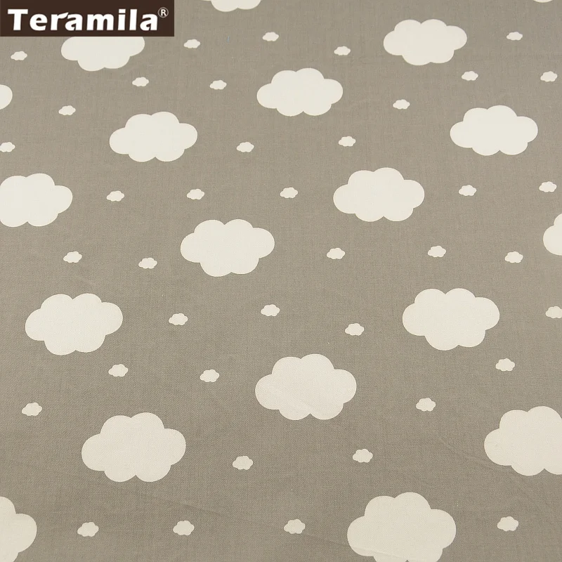 2016 г. Новинка белые облака конструкции Вышивание ткани 100% хлопок Ткань серый твил