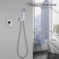 square solid brass hand held shower head with wall connector and hose set bathroom concealed chrome polished shower faucet