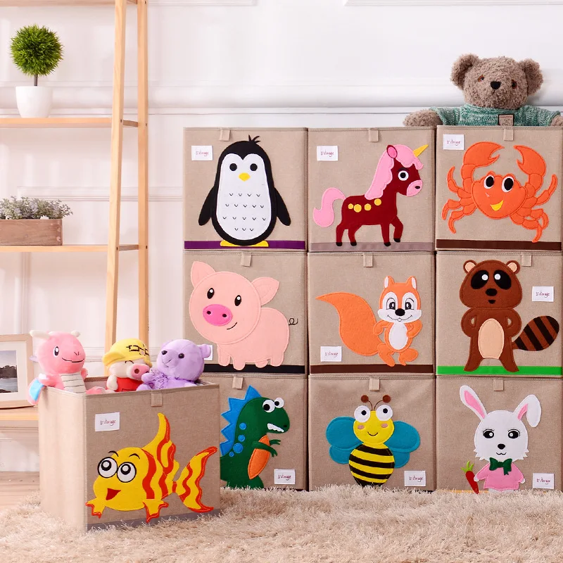 

Cloth Animal Embroider Folding Storage box kid Toys organizer children Sundries Storage Basket Z10P1036