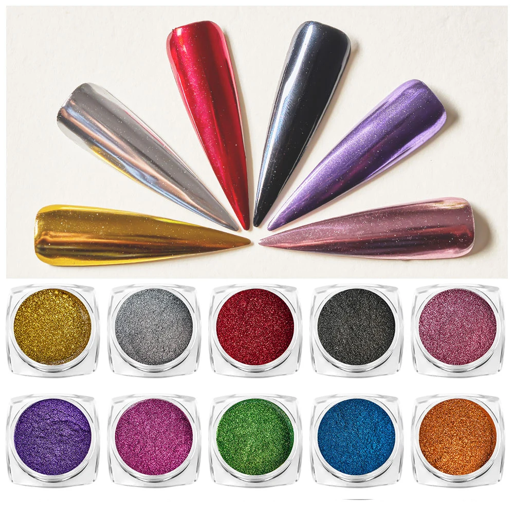 Зеркальный блестящий порошок для ногтей 0 5 г металлический цвет зеркальная