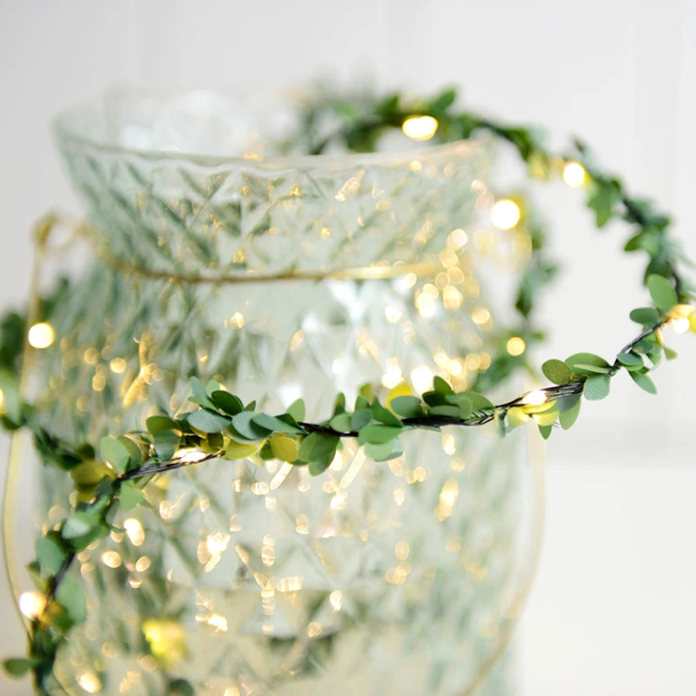 Рождественская светодиодная гирлянда Кленовая зеленая лоза серебристая