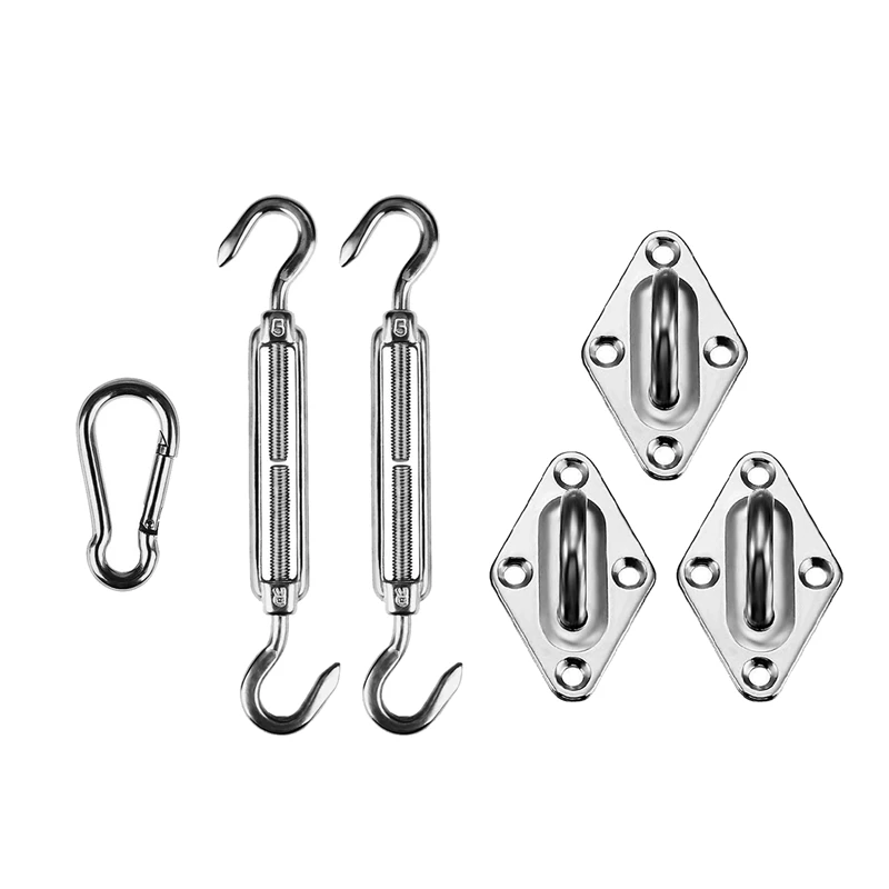 

Shade Sail Hardware Kit for Triple-cornered Sun Shade Sail Installation,Stainless Steel Turnbuckle Snap Hook for Garden