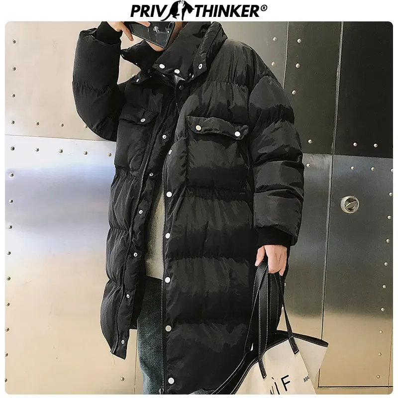 Privathinker для мужчин зима стенд утолщаются теплые парки для мужчин длинные Непродуваемые Верхняя одежда куртка мужская мода парка