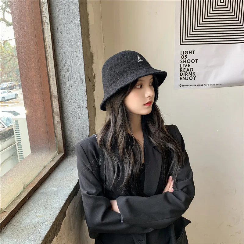 2021 Spring and Summer Bucket Hat Knitted Dome Shade Student Hat Solid Color Japanese Simple Fisherman Hat Fashion Basin Hat